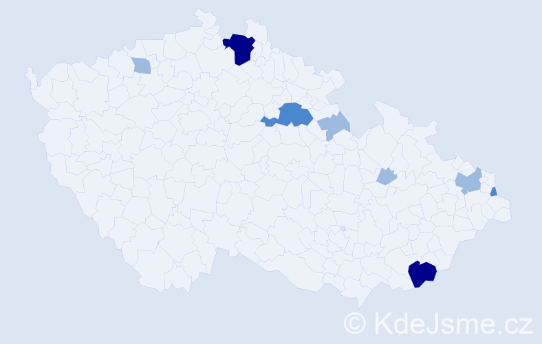 Příjmení: 'Zubo', počet výskytů 17 v celé ČR