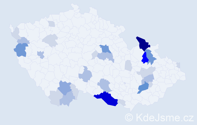 Příjmení: 'Maňurová', počet výskytů 93 v celé ČR