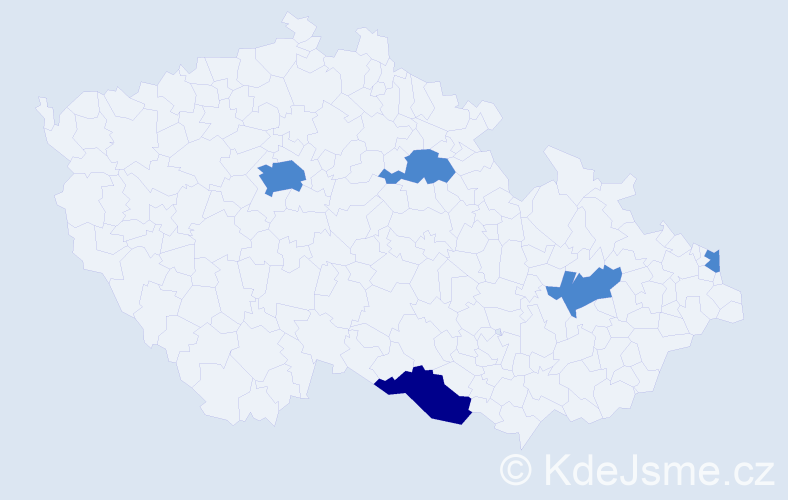 Příjmení: 'Au', počet výskytů 7 v celé ČR
