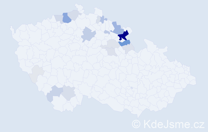 Příjmení: 'Čisárová', počet výskytů 105 v celé ČR