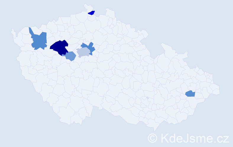 Příjmení: 'Burdil', počet výskytů 14 v celé ČR