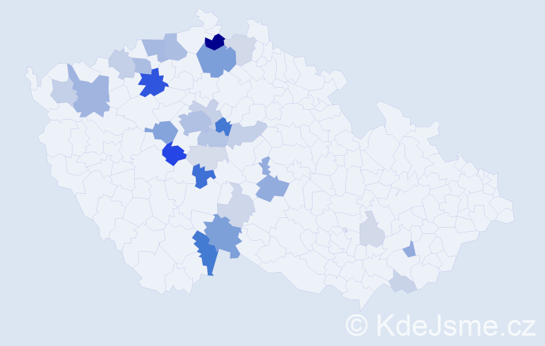 Příjmení: 'Rücklová', počet výskytů 106 v celé ČR