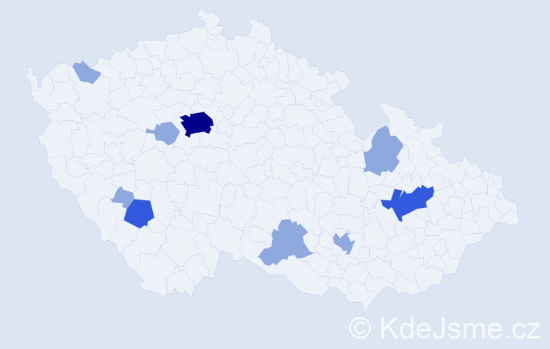 Příjmení: 'Konar', počet výskytů 19 v celé ČR