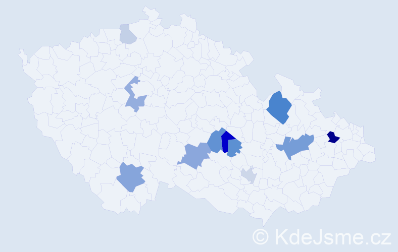Příjmení: 'Henzelová', počet výskytů 26 v celé ČR
