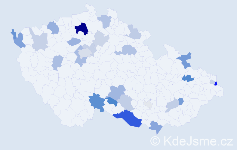 Příjmení: 'Badinková', počet výskytů 57 v celé ČR