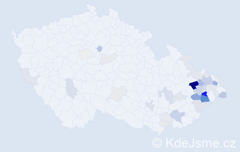 Příjmení: 'Cibulcová', počet výskytů 118 v celé ČR