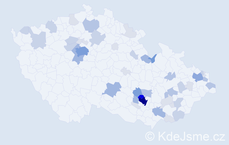 Příjmení: 'Pacek', počet výskytů 145 v celé ČR