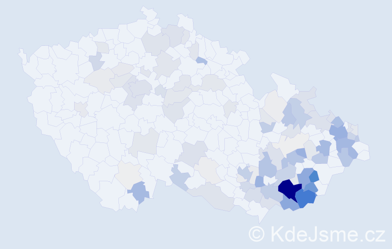 Příjmení: 'Kusák', počet výskytů 432 v celé ČR
