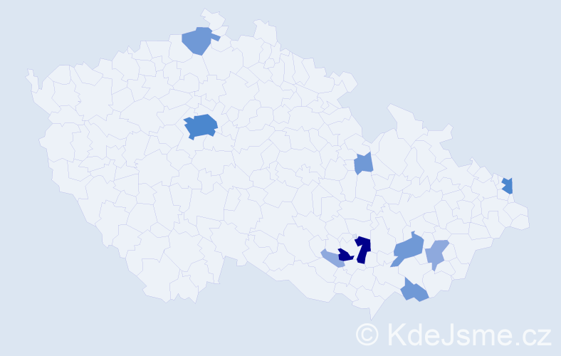 Příjmení: 'Spružinová', počet výskytů 22 v celé ČR
