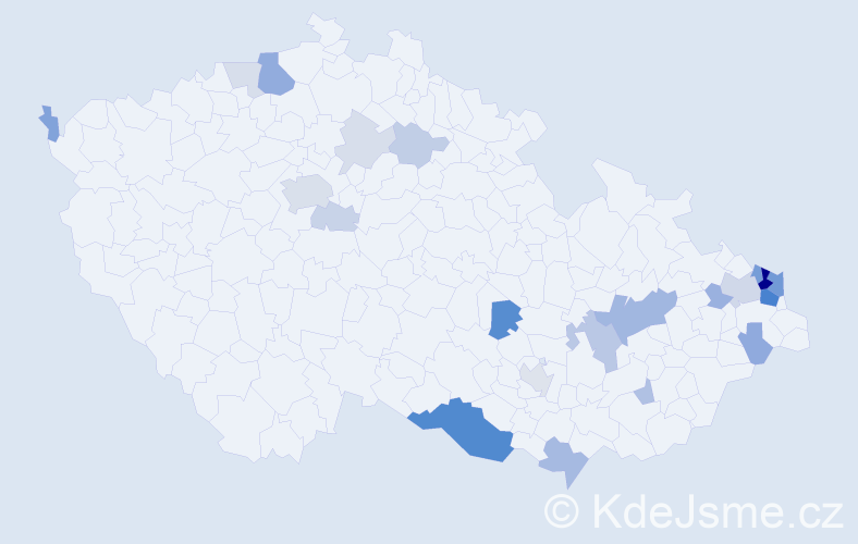 Příjmení: 'Janečko', počet výskytů 68 v celé ČR