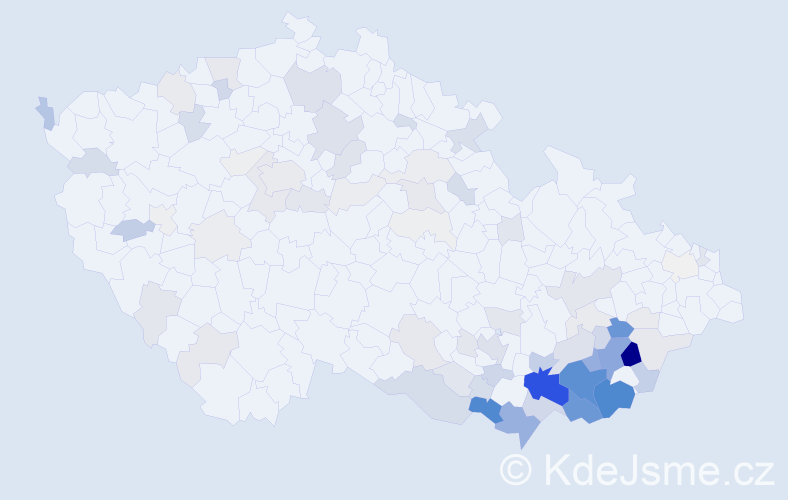 Příjmení: 'Kolaja', počet výskytů 368 v celé ČR