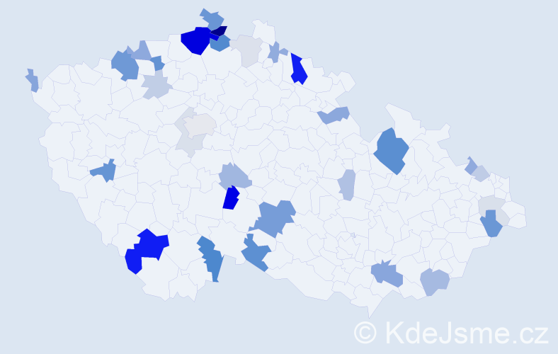 Příjmení: 'Čičák', počet výskytů 91 v celé ČR