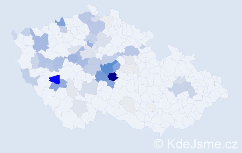 Příjmení: 'Končelová', počet výskytů 213 v celé ČR