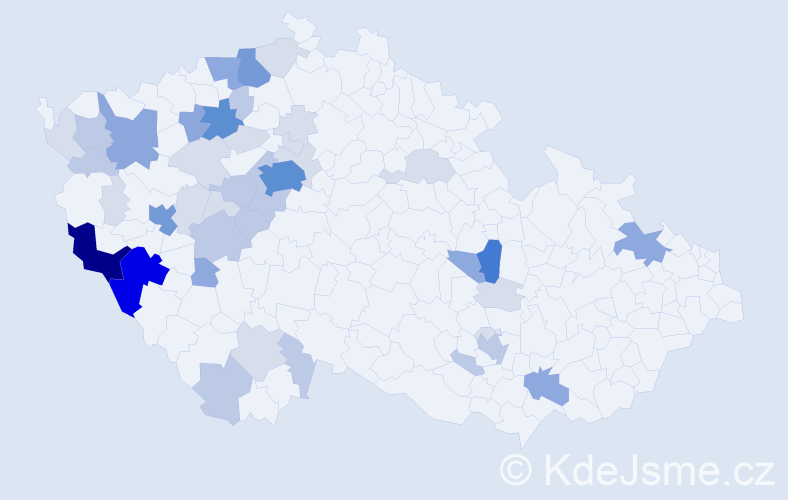 Příjmení: 'Kresl', počet výskytů 132 v celé ČR