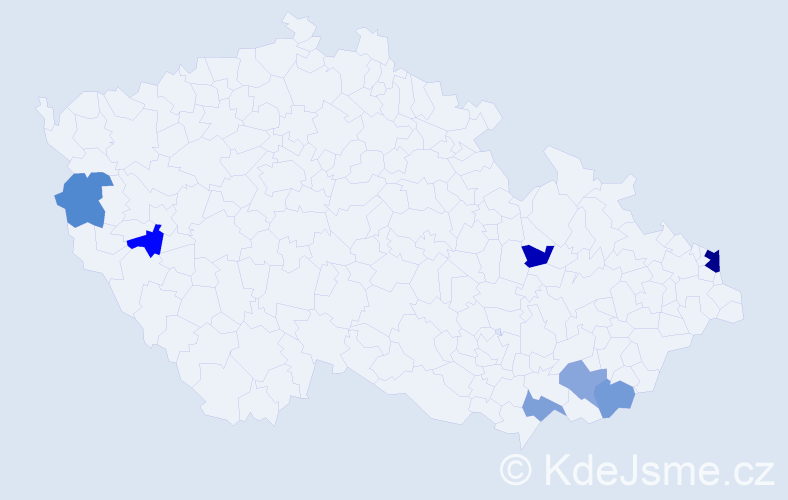 Příjmení: 'Tolnai', počet výskytů 10 v celé ČR