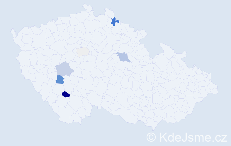 Příjmení: 'Benadik', počet výskytů 9 v celé ČR