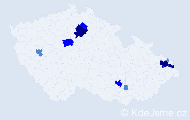 Příjmení: 'Döményová', počet výskytů 21 v celé ČR