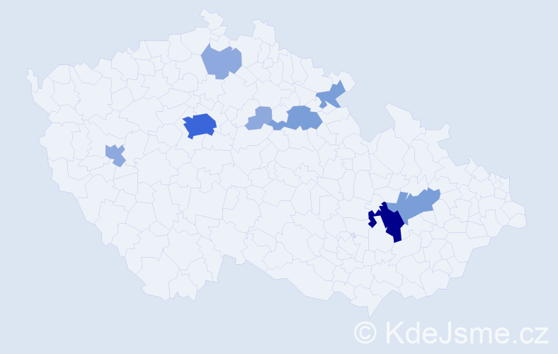 Příjmení: 'Copková', počet výskytů 20 v celé ČR