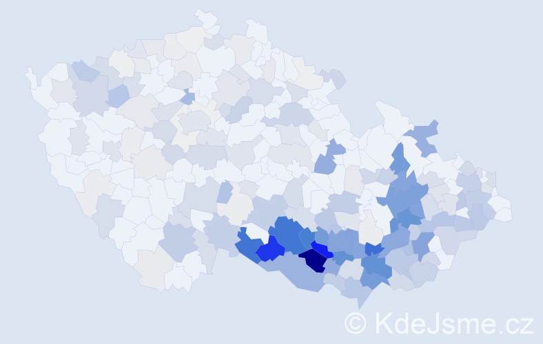 Příjmení: 'Kopeček', počet výskytů 1036 v celé ČR