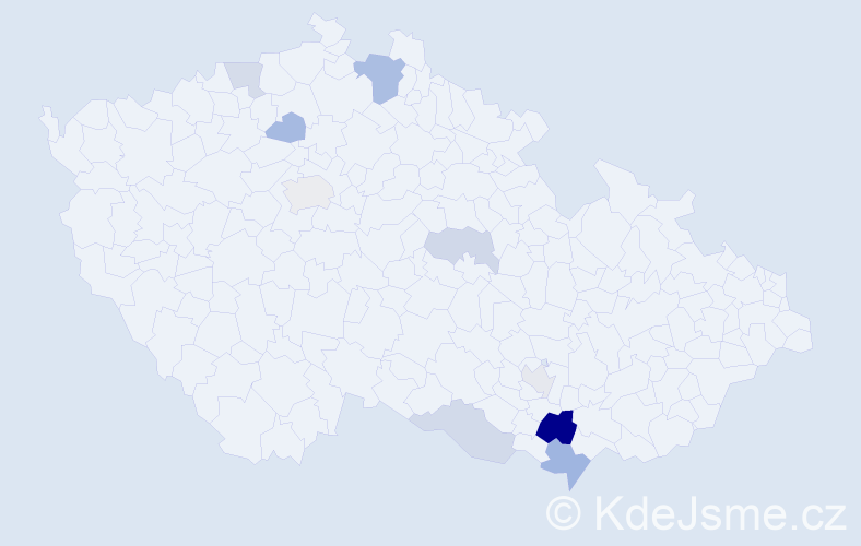 Příjmení: 'Hiadlovský', počet výskytů 19 v celé ČR