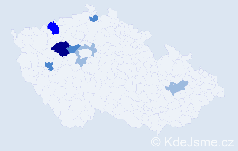 Příjmení: 'Skuba', počet výskytů 16 v celé ČR