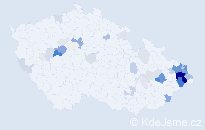 Příjmení: 'Damek', počet výskytů 149 v celé ČR