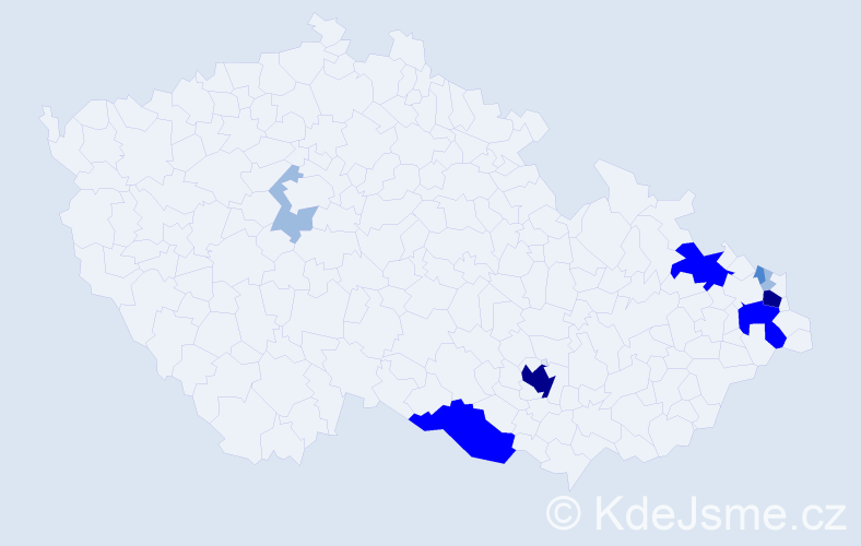 Příjmení: 'Klajmon', počet výskytů 21 v celé ČR