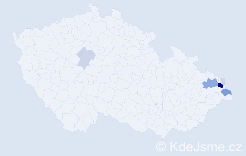 Příjmení: 'Oczko', počet výskytů 25 v celé ČR