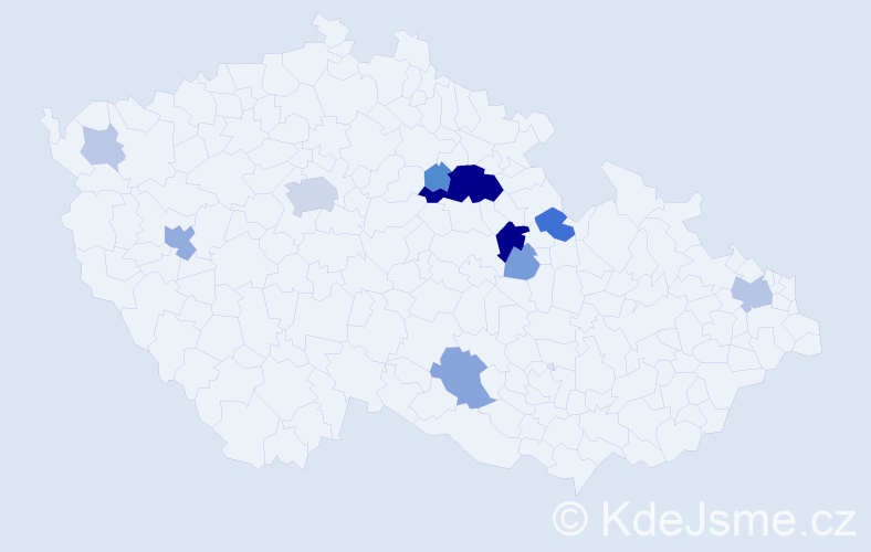 Příjmení: 'Mencák', počet výskytů 36 v celé ČR