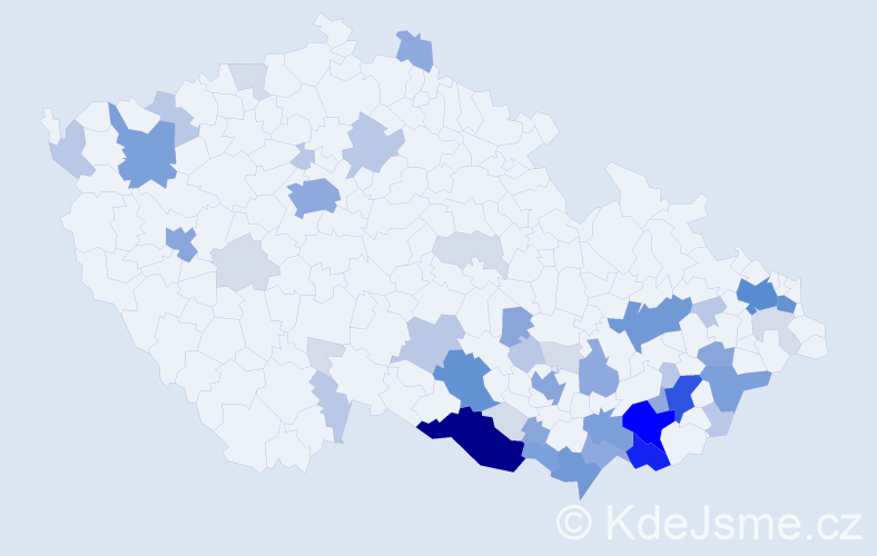 Příjmení: 'Pavlačka', počet výskytů 172 v celé ČR
