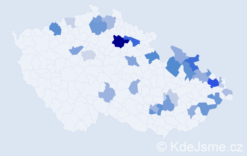 Příjmení: 'Dědicová', počet výskytů 86 v celé ČR
