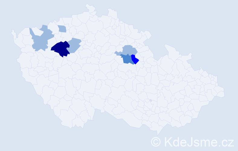 Příjmení: 'Číhař', počet výskytů 15 v celé ČR
