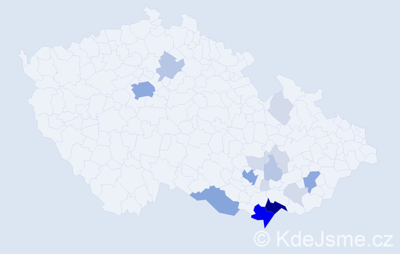 Příjmení: 'Redková', počet výskytů 54 v celé ČR