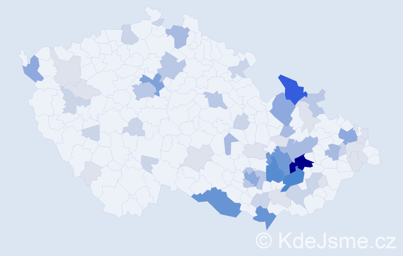 Příjmení: 'Pěček', počet výskytů 200 v celé ČR