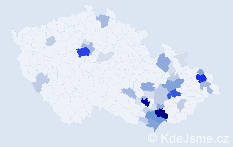Příjmení: 'Vyhňák', počet výskytů 157 v celé ČR