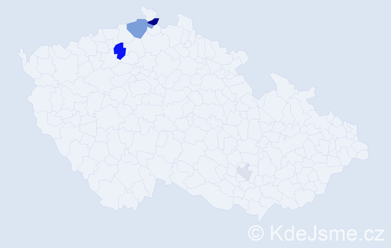 Příjmení: 'Kynl', počet výskytů 7 v celé ČR