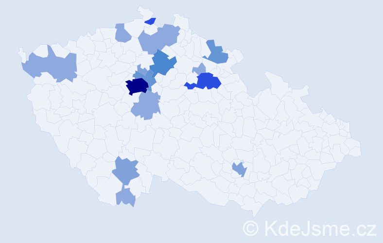 Příjmení: 'Bavor', počet výskytů 44 v celé ČR