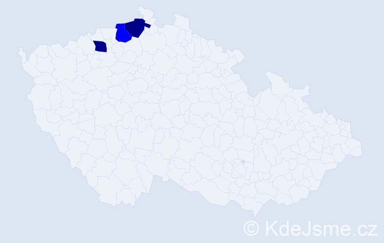Příjmení: 'Czanová', počet výskytů 5 v celé ČR