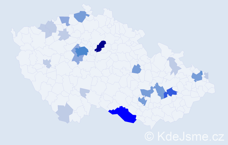 Příjmení: 'Bihári', počet výskytů 63 v celé ČR