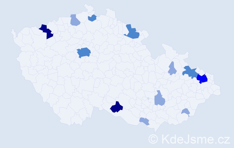 Příjmení: 'Verbergerová', počet výskytů 27 v celé ČR