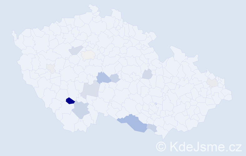 Příjmení: 'Bakula', počet výskytů 34 v celé ČR