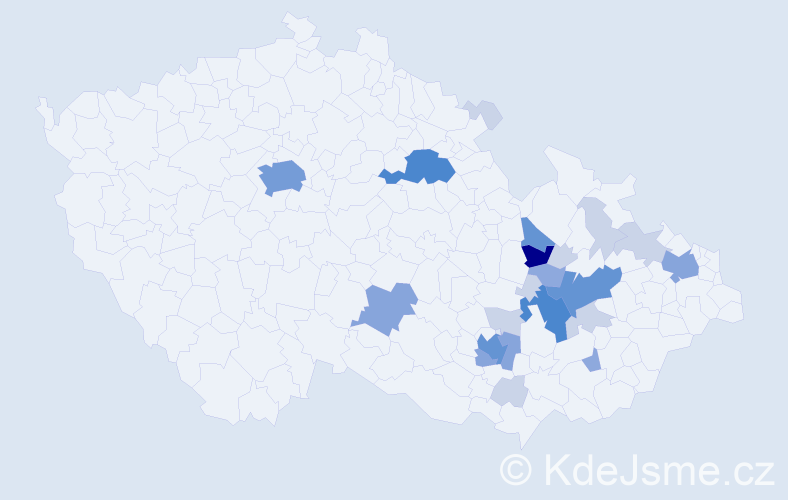 Příjmení: 'Hopjanová', počet výskytů 65 v celé ČR