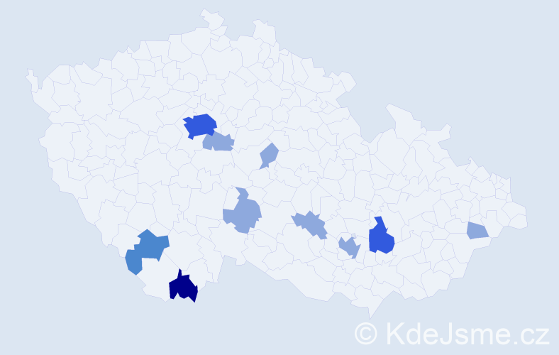 Příjmení: 'Beutl', počet výskytů 19 v celé ČR