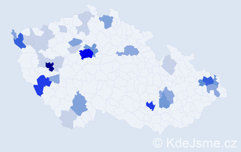 Příjmení: 'Uhlová', počet výskytů 107 v celé ČR