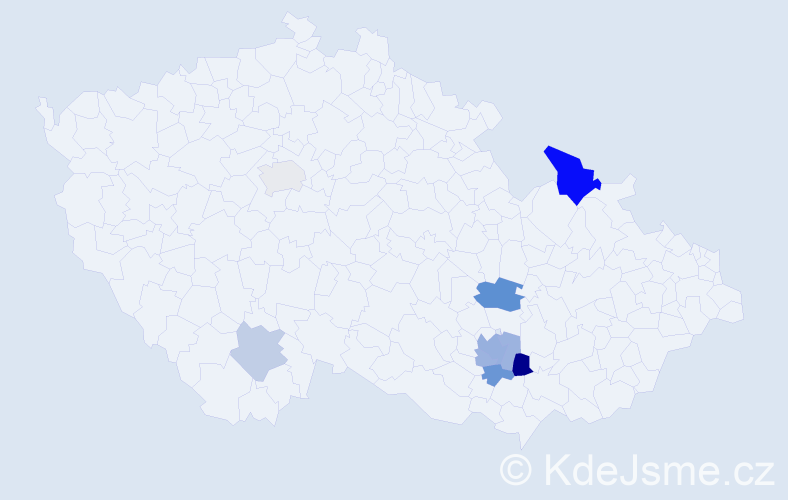 Příjmení: 'Burišková', počet výskytů 15 v celé ČR