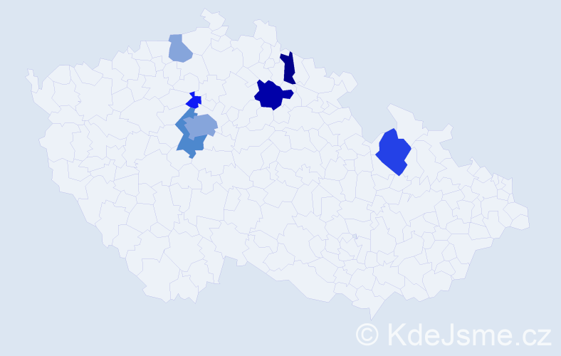 Příjmení: 'Olsen', počet výskytů 16 v celé ČR