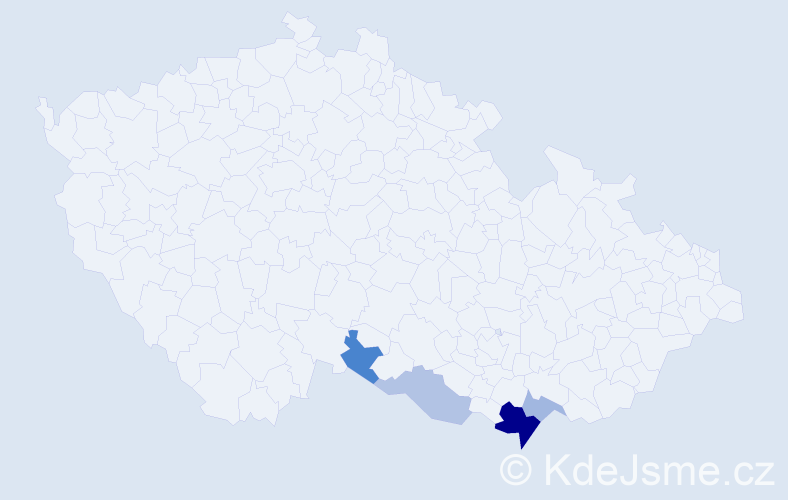 Příjmení: 'Kopaničová', počet výskytů 9 v celé ČR