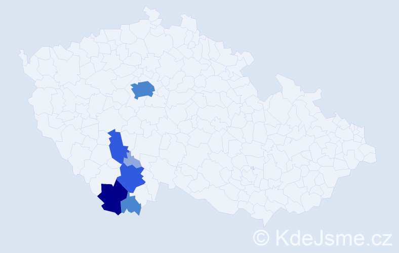 Příjmení: 'Podr', počet výskytů 16 v celé ČR