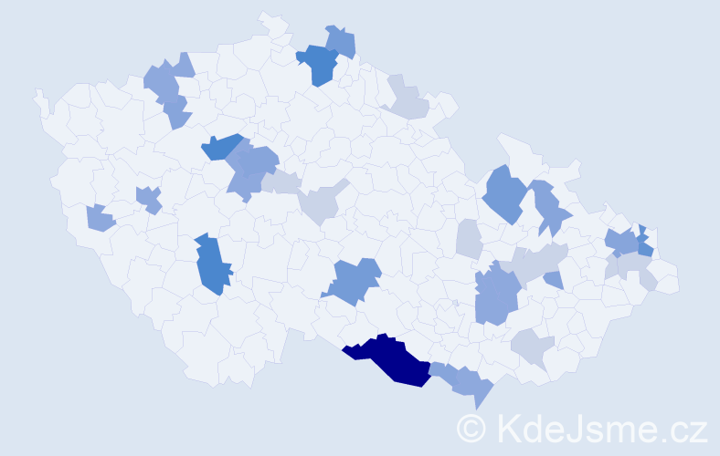 Příjmení: 'Kochan', počet výskytů 95 v celé ČR