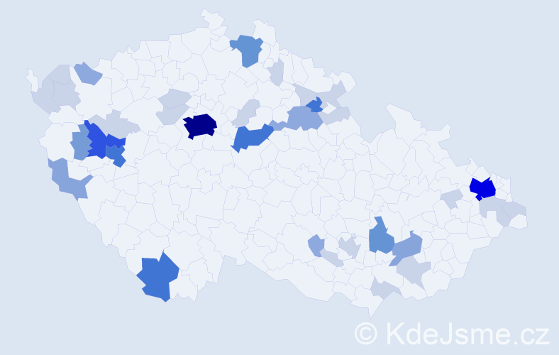 Příjmení: 'Adamovič', počet výskytů 104 v celé ČR